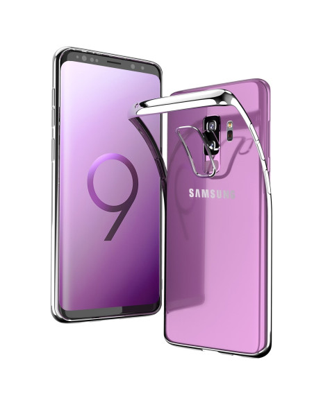 Rosenguldfärgat stöttåligt skal för Samsung A7 2018, visat framifrån med enhet i skalet