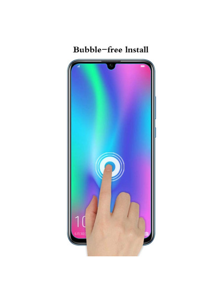 Härdat glas för Huawei P Smart 2019 med en hand som visar bubbelfri installation