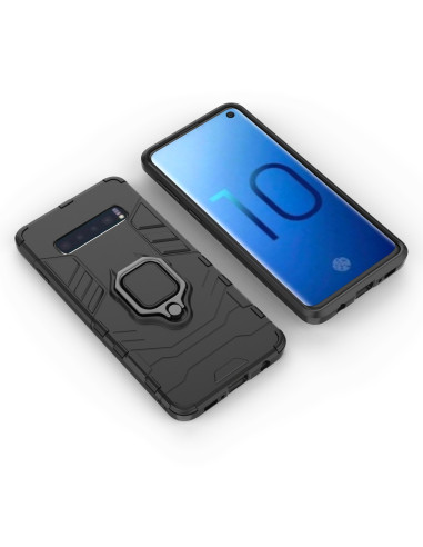 Samsung S10 skal med ringhållare, sett bakifrån för att visa design och skydd