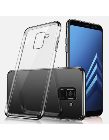 Framifrån vy av Samsung J6 2018 gummiskal med galvaniserade kanter