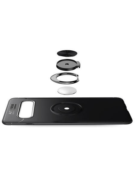 Detaljvy av Samsung S10 skal med ringhållare, visat bakifrån med ringens komponenter