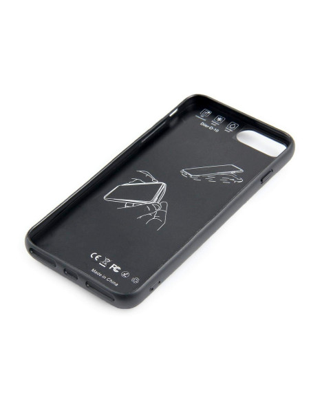 Baksidan av iPhone 8 Plus Gameboy skal med instruktioner och designillustrationer