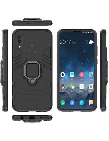 Stöttåligt skal för Huawei P Smart 2019 med ringhållare, sett från flera vinklar