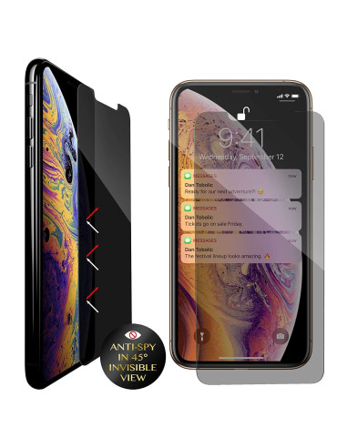 Detaljvy av Xiaomi Mi Mix 3 med härdat glas som visar anti-spy-funktionen och skärmskyddet