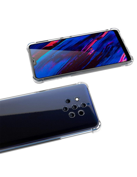 Nokia 9 Pureview skal i transparent TPU, visat från ovan med telefonens skärm synlig