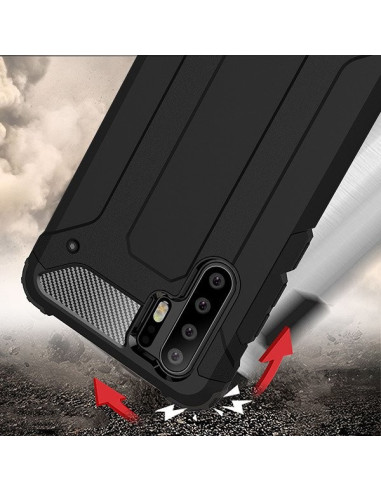 Detaljvy av SlimArmor-skalet för Huawei P30 Pro, med fokus på baksidan och kameraöppningen