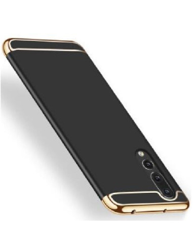 Svart stötdämpande skal för Huawei P30 Pro med guldiga detaljer, sett från sidan