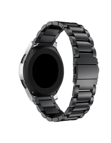 Svart metallarmband sett från sidan på Samsung Galaxy Watch 42mm LTE, med fokus på länkarna