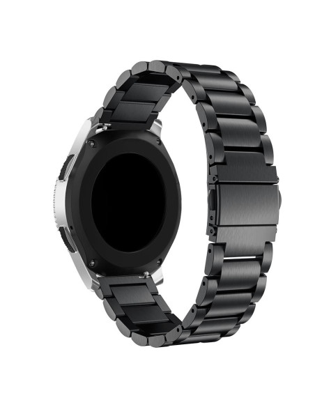 Svart metallarmband sett från sidan på Samsung Galaxy Watch 42mm LTE, med fokus på länkarna