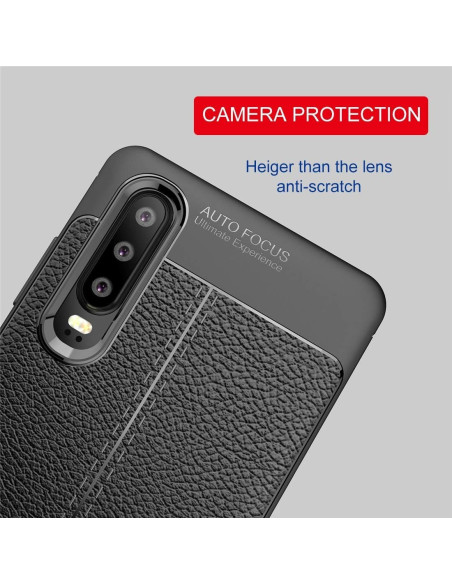 Huawei P30 Stöttåligt &amp; Stötdämpande Skal LeatherBack