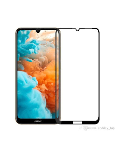 Framifrån vy av härdat glas för Huawei Y6 2019 med transparent design