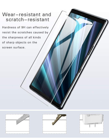 Sony Xperia 1 med härdat glas, visad framifrån för att betona skärmens skydd och klarhet