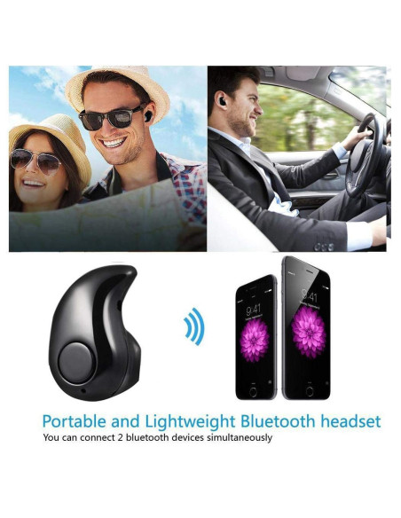 Mini Bluetooth Headset i användning av två personer, en i bil och en utomhus