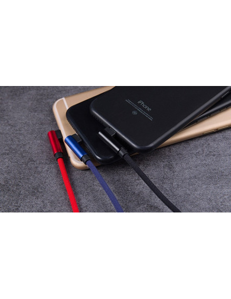 2m Slitstark Flätad Metallic Lightning Kabel Quick Charge 3.0