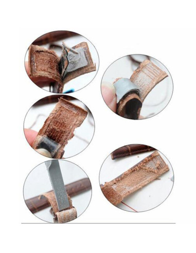 Detaljvy av insidan på klockarmband i PU-läder med vintage-design