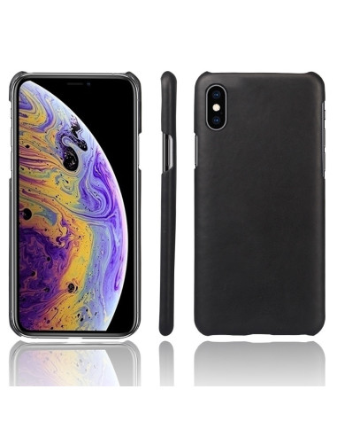 Ultratunt svart vintage skal för iPhone XS Max, visat från sidan och framifrån