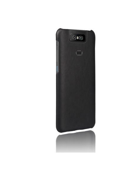 Asus Zenfone 6 med Vintage Skal Jazz i svart, visad bakifrån med fokus på materialet