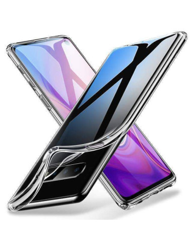 Genomskinligt TPU-skal för Samsung S10 med flexibla kanter, visat från sidan