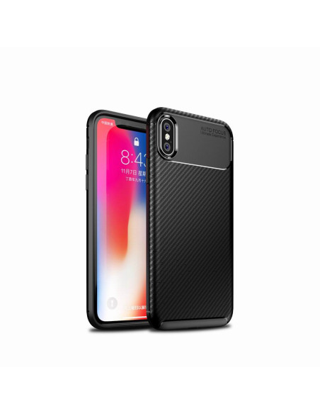 iPhone XS / X FullCarbon V4-skal i profil med tydlig textur och kameraöppning