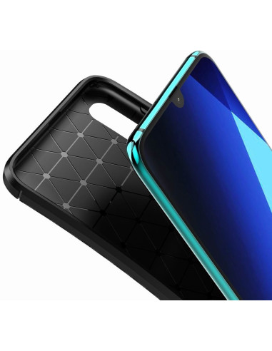 Samsung A70 FullCarbon V4-skal sett från baksidan, visar inre struktur och passform