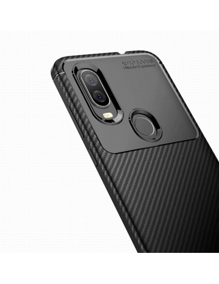 Motorola One Vision FullCarbon V4-skal sett bakifrån med kameraöppningar och karbonfiberlook