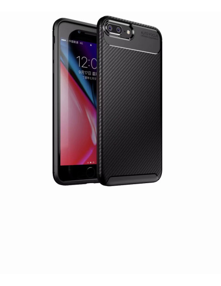 Huawei Y6 2018 FullCarbon V4-skal monterat på telefon med framifrån vy