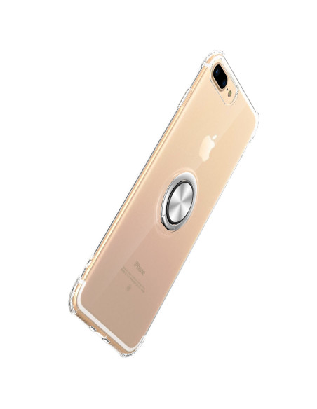 iPhone 8 skal med ringhållare i transparent TPU, sedd från sidan