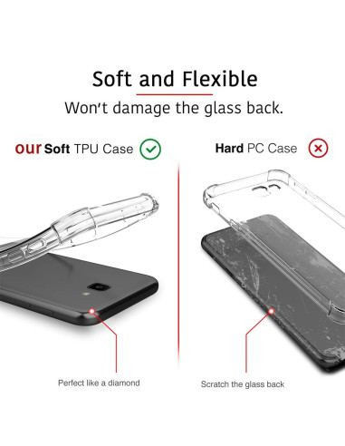 Närbild av transparent TPU-skal för Samsung xCover 4/4S som visar flexibilitet och skydd mot stötar