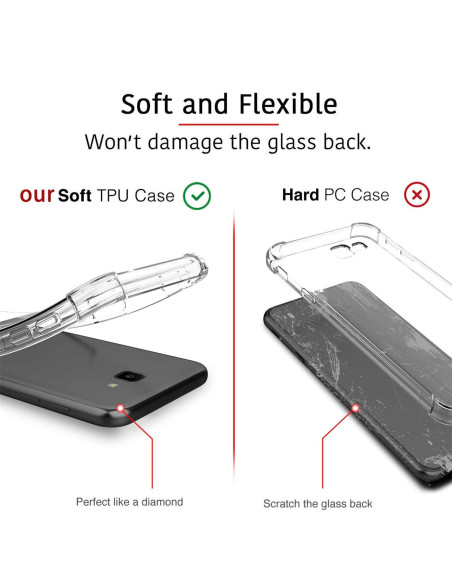Närbild av transparent TPU-skal för Samsung xCover 4/4S som visar flexibilitet och skydd mot stötar