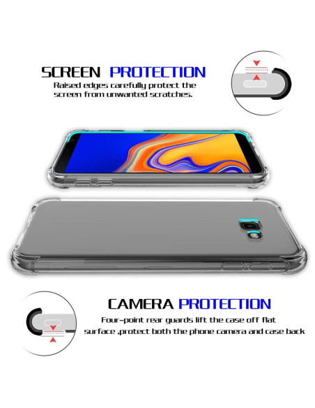 Översikt av transparent TPU-skal för Samsung xCover 4/4S som visar skydd för skärm och kamera