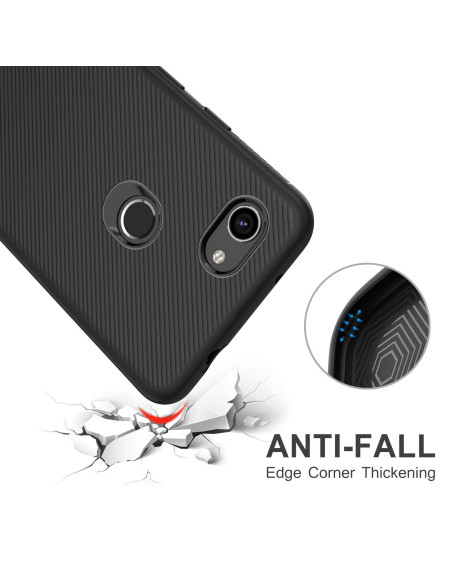 Närbild av Google Pixel 3a skal med strukturerad baksida och förstärkta hörn för extra skydd