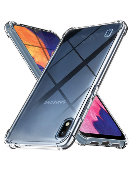 Transparent stöttåligt skal för Samsung A10 med förstärkta hörn, sett från sidan