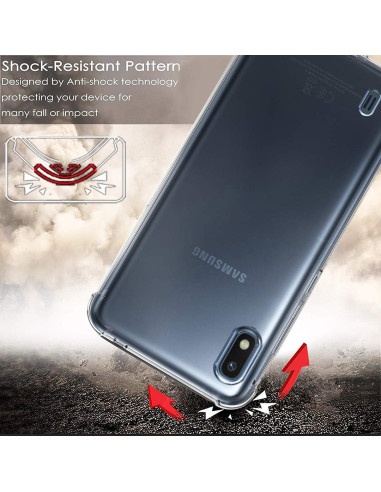 Närbild av Samsung A10 skal med stöttålig design och förstärkta hörn, sett bakifrån