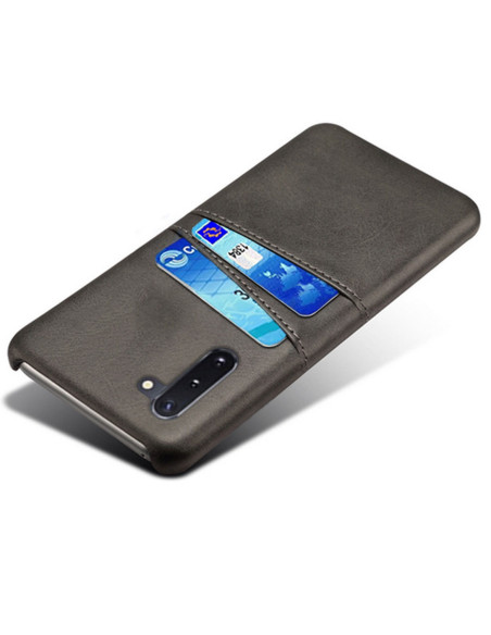 Svart Samsung Note 10 skal med korthållare i retrodesign, sett från sidan