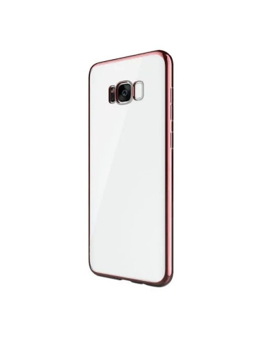 Rosenguldfärgat mjukt skal för Samsung S8 Plus, sett från baksidan med kameraöppning