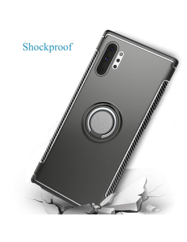 Samsung Note 10 skal med ringhållare, sett bakifrån med stöttålig design och detaljerad textur