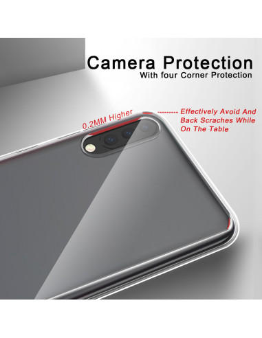 Detaljvy av Samsung A7 2018 skal med fokus på kameraskydd och upphöjd ram