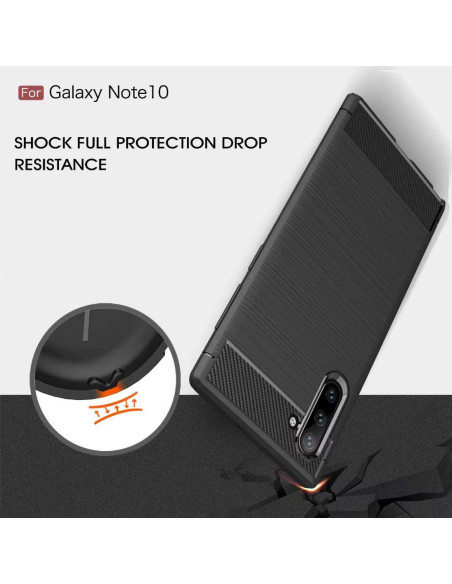 Samsung Note 10 Plus SlimCarbon-skal i svart med texturerad yta och detalj av upphöjd ram