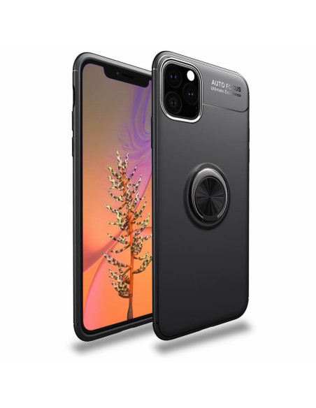 Svart stöttåligt skal för iPhone 11 Pro Max med ringhållare, sett från sidan