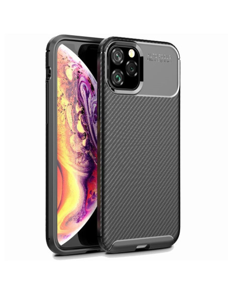 Slimmat FullCarbon V4-skal för iPhone 11 Pro Max, sett från sidan med telefon monterad