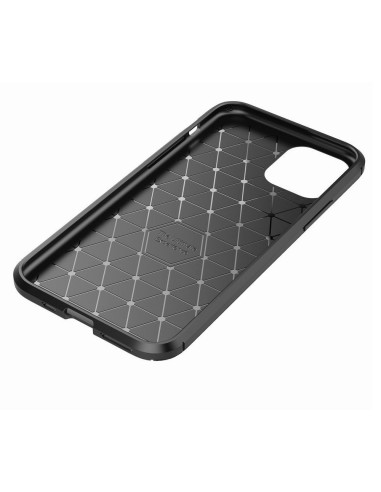 Sidan av FullCarbon V4-skalet för iPhone 11 Pro Max, med tydlig detalj av mönstret