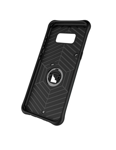 Detaljvy av Samsung S8 stöttåligt skal med 360° kickstand, inre mönster synligt