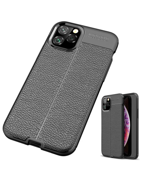 Svart stöttåligt läderskal för iPhone 11 Pro med texturerad yta och kameraöppning
