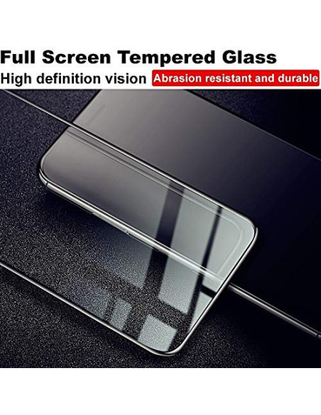 Xiaomi Mi A3 med härdat glas, visat ovanifrån för att framhäva fullskydd och klarhet