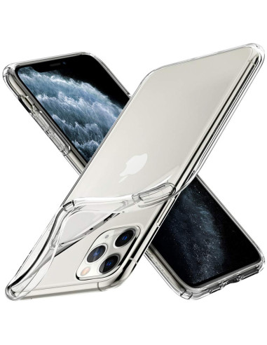 Genomskinligt TPU-skal för iPhone 11 Pro Max, visat från sidan med telefonen i skalet