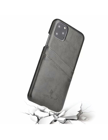 Svart iPhone 11 skal med korthållare, visat i en lätt lutad vinkel för att framhäva designen