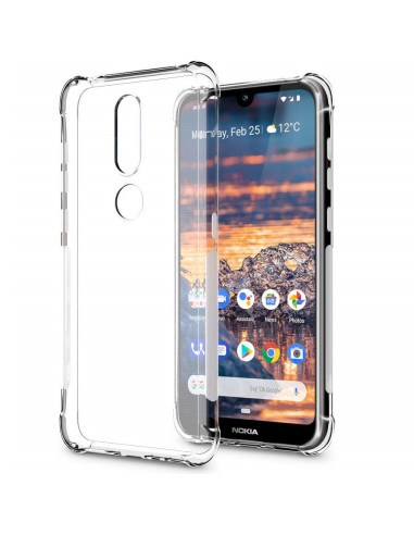 Transparent skal för Nokia 4.2 med förstärkta hörn, monterat på telefon