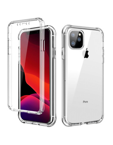 Silikonfodral i transparent design, sett från sidan med fokus på passform och skydd för iPhone 11 Pro Max