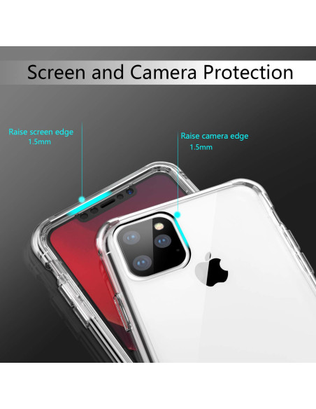 Närbild av silikonfodralets skärm- och kameraskydd för iPhone 11 Pro Max