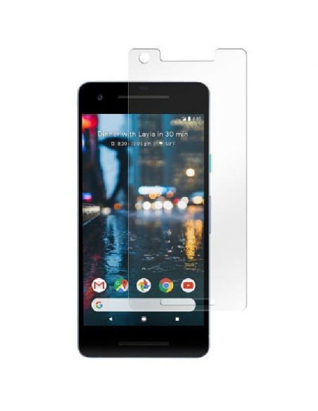 Transparent skärmskydd monterat på Google Pixel 3 med reflekterande bakgrund